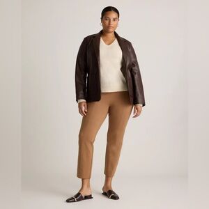 Quince | Ultra-Stretch Ponte Pintuck Ankle Pants | Roasted Pecan | Large
